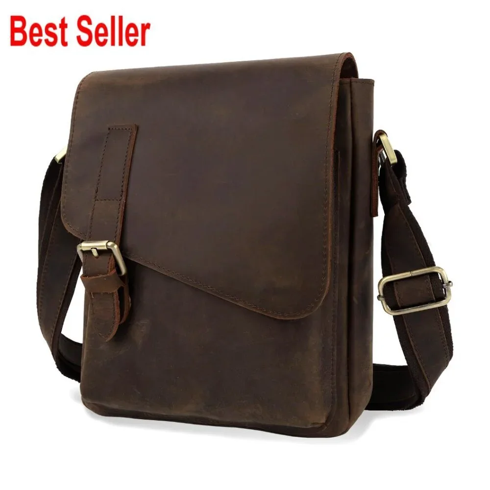 Genuine Leather Messenger Bag Crossbody Sling Bag Adjustable Strap